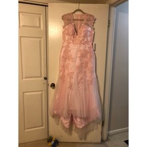 Light pink tulle lace formal/wedding dress